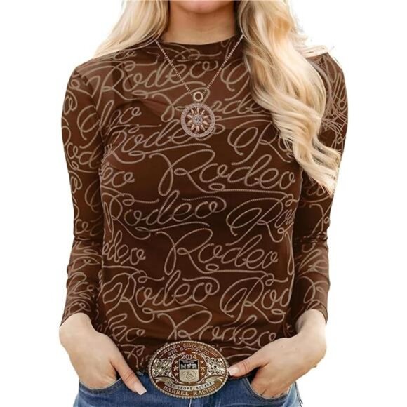 Long Sleeve Mock Neck Mesh Top - Picture 1 of 5